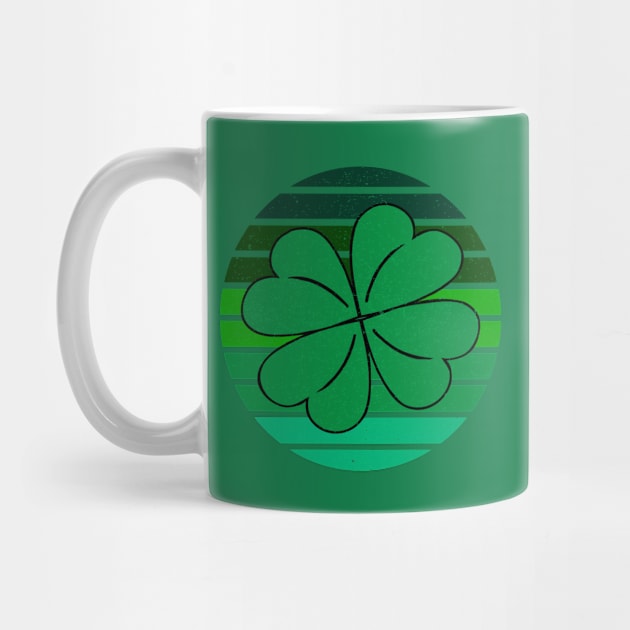 4 Leaf Clover Shamrock Retro Vintage Sunset by Don’t Care Co